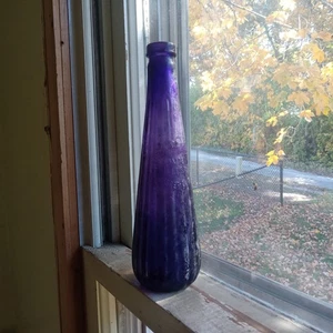 1908 JOSEPH CAMPBELL CAMDEN, NJ AMETHYST FRÜHE MUNDGEBLASENE GERIPPTE CATSUP-FLASCHE - Bild 1 von 8