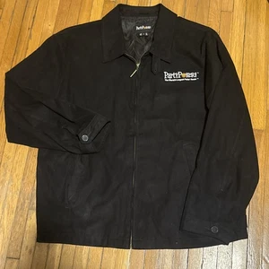 Party Poker Full-Zip Jacket Mens XL Black Embroidered Logo Faux Suede - Picture 1 of 6
