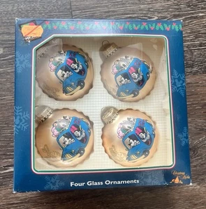 Weihnachten von Krebs vier Glas Ornamente Disney Mickey & Minnie in Box - Bild 1 von 3