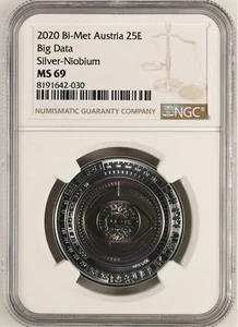 Austria 2020 Big Data 25 Euro Silver+Niobium Bi-metallic Coin NGC MS69 - Picture 1 of 2