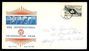 Mayfairstamps Canada FDC 1965 Internatl Coop Year Handshake First Day Cover aau_ - Picture 1 of 2