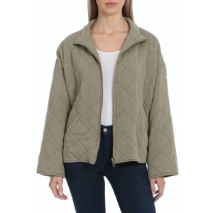 Bagatelle Women's French Terry Diamond Quilted Full Zip Jacket in Sage 2XL $239 - Picture 1 of 5