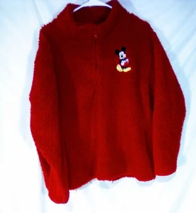 Disney Red Fleece Mickey Mouse Quarter Zip Pullover Disney World Soft XXL - Picture 1 of 4