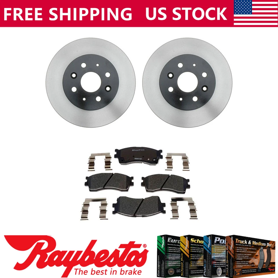 Kit de rotores de freno delanteros + pastillas de cerámica y herrajes para Kia Rio 2003-2005 Foto 1 de 4