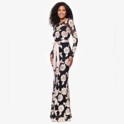 Nuevo con etiquetas Vestido Vaina Largo Estampado Jacquard Betsy & Adam Talla 8 Foto 1 de 4