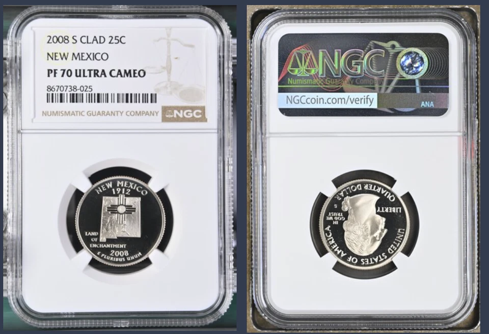 2008-S NGC Clad 25C New Mexico PF70 Ultra Cameo - Image 1 of 1