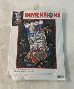Dimensions Santa's on the Way 16" Stocking Stamped Cross Stitch Kit 8624 - Picture 1 of 12