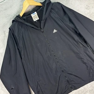 Adidas Vintage schwarz Herren Kapuze Full Zip Windbreaker Jacke Gr. XL leicht - Bild 1 von 10