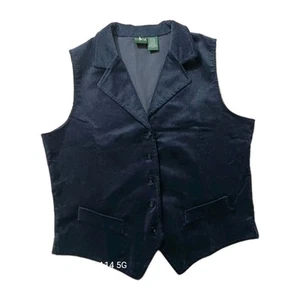 Vintage Men's Huntclub Tall Corduroy Vest 2-Pocket Navy Blue Size Large 80's  - Picture 1 of 10