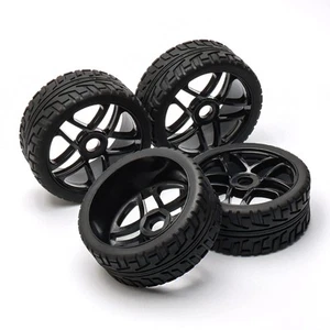 4pcs Wheel Rim Rubber Tires RC 1:8 Off-Road Tyre 17mm Hexagonal Joint Black - Picture 1 of 7