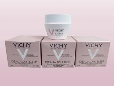 VICHY IDEALIA SKIN SLEEP RECOVERY NIGHT GEL-BALM 0.51 OZ NWB LOT OF 3 - Image 1 of 3