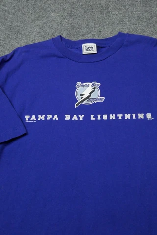 VTG Tampa Bay Lightning Shirt Mens 2XL XXL Blue Lee NHL Casual Mexico Cotton Men Cover