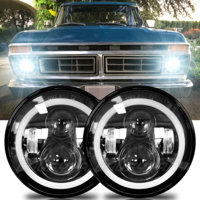 Par de faros LED de 7" haz alto/bajo para camioneta Ford F 100 F 250 F 350 1953-1977 Foto 1 de 4