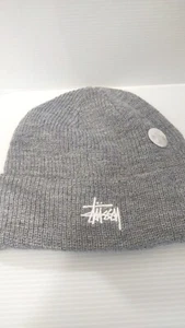 STUSSY Embroidered With Logo Basic GRAY Cuffed Knitted Beanie One Size Fits All - Picture 1 of 11
