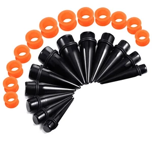 24Pcs Ear Stretching Kit Acrylic Taper Plugs Silicone Flesh Tunnel Set 00G-3/4'' - Picture 1 of 36