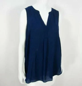 Zac & Rachel Sleeveless Blue Blouse Top Size L Large V Neck - Picture 1 of 12