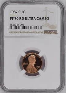:1987-S 1C LINCOLN CENT NGC PF 70 ULTRA CAMEO TOP POP RARITY R5 HIGHEST GRADES - Picture 1 of 2