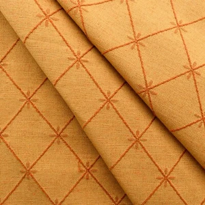 Pumpkin & Flax Dobby Star Lattice Rayon Blend Rep Upholstery Fabric | 6.3 yds. - Picture 1 of 6