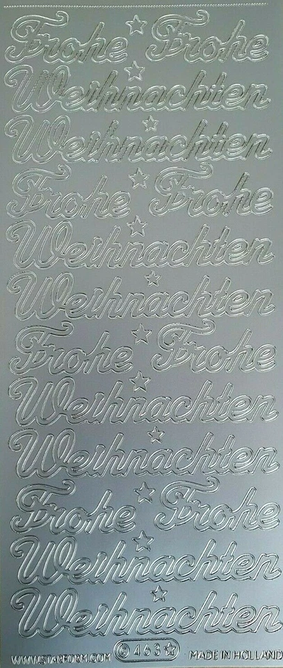 Stickerbogen  Weihnachten 8x Frohe Weihnachten  silber   Sterne  Neu - Bild 1 von 1
