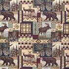 Peters Cabin Stone Moose Upholstery Fabric Mountain Lodge Rustic Tapestry 
