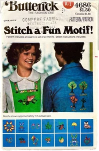 1970s Butterick Embroidery Transfer Pattern 4686 20 Designs Kids Flowers 14755 - Bild 1 von 2