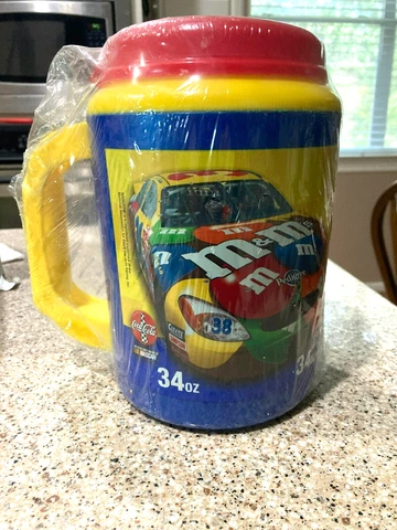 Mobil 1 Nascar 34oz M&M's CocaCola Insulated Refillable Cup In ORIG Packaging Cover