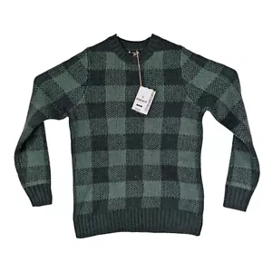 New Smartwool Mens Small Green Buffalo Check Pullover Knit Crewneck Sweater Wool - Picture 1 of 7