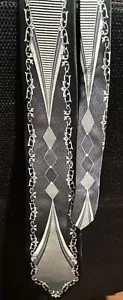 Vintage PURITAN Art DECo GATSBY Neck Tie Black & White - Picture 1 of 6