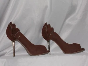 WOMEN'S SHOES SIZE 8.5 CLASSY BROWN GOLD ANNE MICHELLE HEELS SUEDE SEXY NEW FALL - Picture 1 of 5