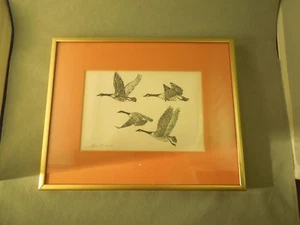 Steve Leonardi Canadian Geese Flying Vintage Signed Print Framed - Picture 1 of 7