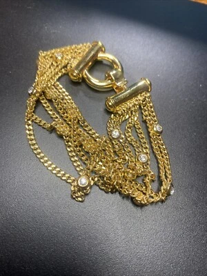 Nolan Miller Multi Hilo Oro Estrás Brazalete Cadena Eslabón Capas Brillante Foto 1 de 4