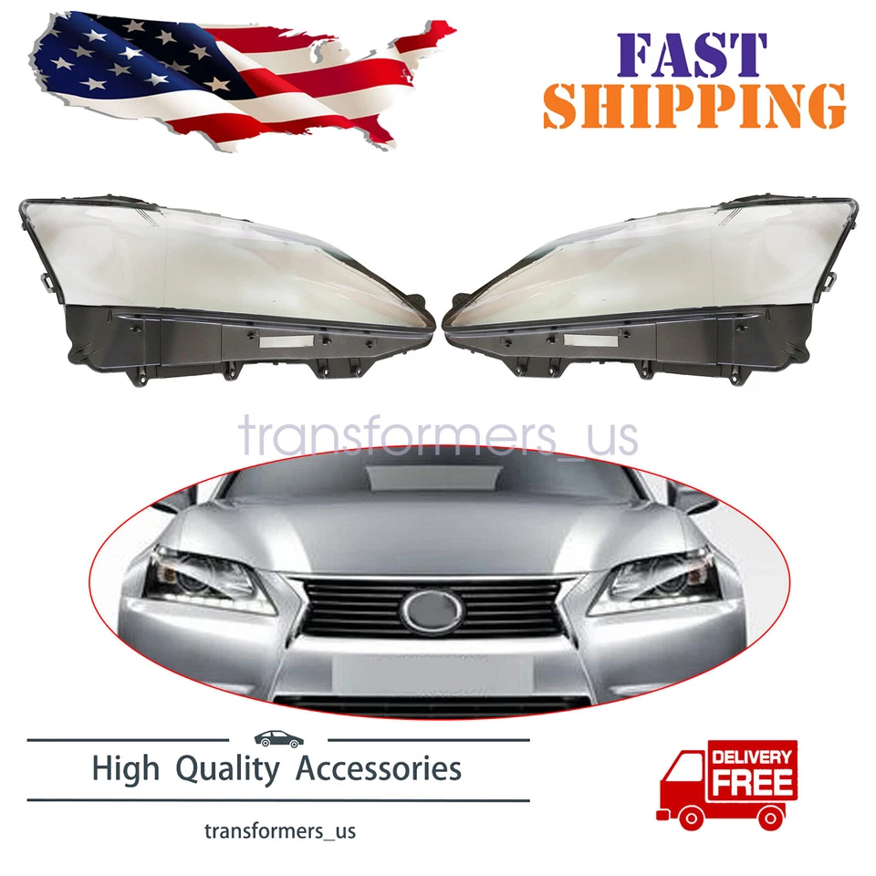 Par Para 2013-2015 Lexus GS350 GS450h Lente de Farol Transparente Tampa de Farol LH&RH - Imagem 1 de 4