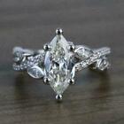 Engagement Ring 2.90Ct Marquise Cut Simulated Diamond 14k White Gold in Size 8.5
