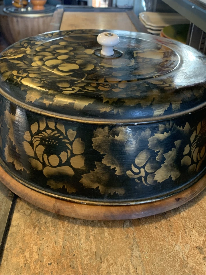 Vintage Antique  12” Hitchcock Style Painted  Cake Dome Lid INFO REQUEST - Image 1 of 4