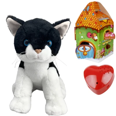 Voice Recording Teddybär - 60 Gebraucht Speicher Geschenk - Schwarz & Weiß Katze - Bild 1 von 4