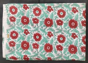 Sanganeri Print Hand Block Printed Cotton Fabric - Picture 1 of 5