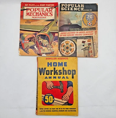 Vintage Popular Science Mechanics Magazine Lot: 1944-1945, Home Workshop Annual - Image 1 of 4