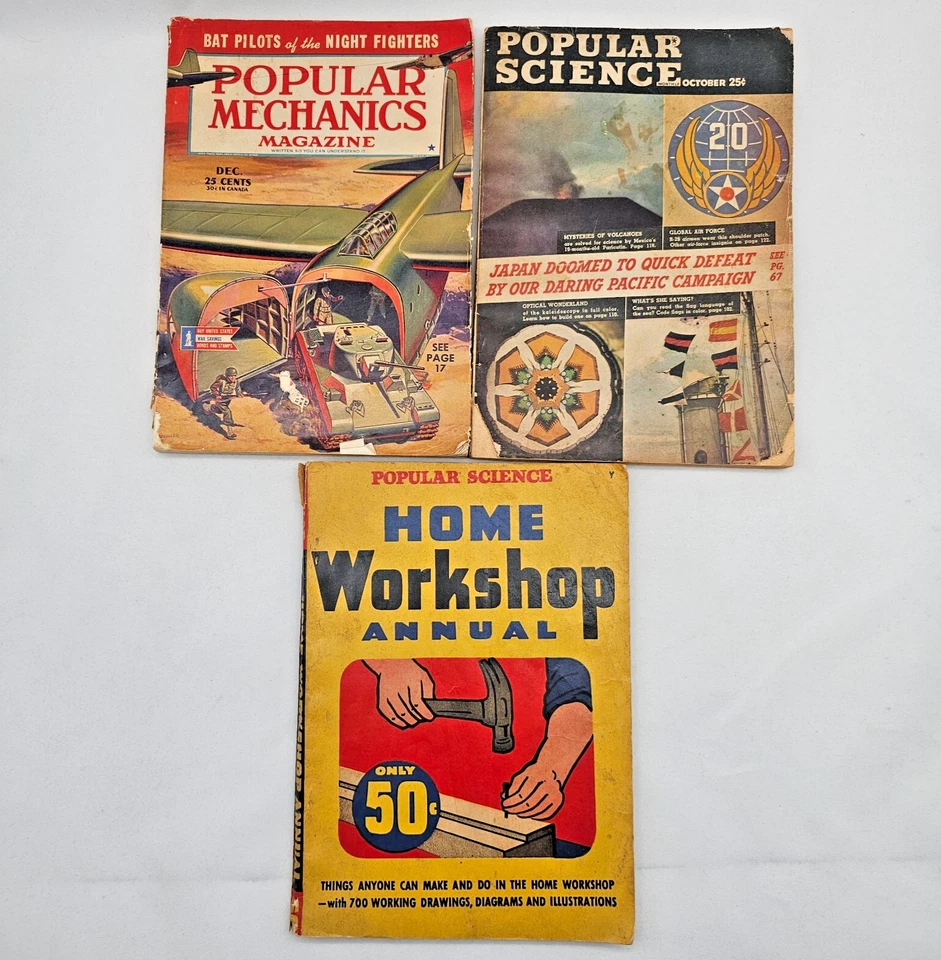 Vintage Popular Science Mechanics Magazine Lot: 1944-1945, Home Workshop Annual - Image 1 of 4