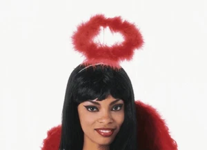 Christmas Ladies Red Marabou Halo Halloween - Picture 1 of 2