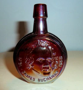Miniature Wheaton James Buchanon Presidential Bottle - Carnival Glass - Picture 1 of 2