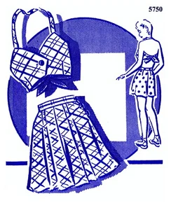 Anne Cabot's 5750 Sexy Playsuit BH & Skort unbedrucktes Muster 40er Jahre (14-16-18) - Bild 1 von 6