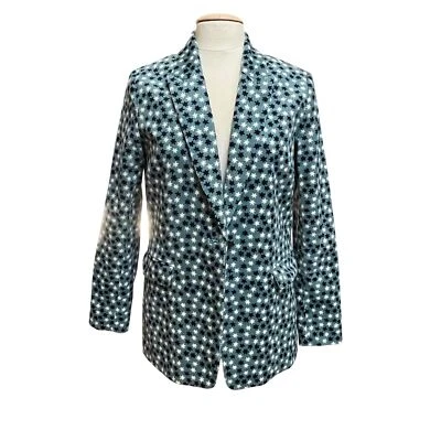 Chaqueta Blazer Boden Mujer Azul Marino Blanco Patrón Estrella Pana Talla US 8R Foto 1 de 4