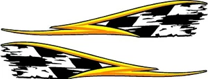 checkered flag & stripe racing vinyl graphics 2 decal sticker set 9"x 48" yel/or - Picture 1 of 1
