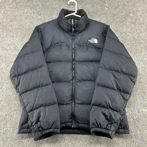 North Face Jacket Womens M Black Puffer Goose Down Insulated 700 Fill Full Zip - Picture 1 of 21