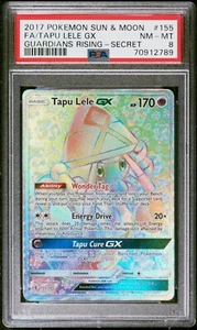 PSA 8 NM-MT Tapu Lele GX 155/145 Guardians Rising Secret Rare Holo Pokémon 2017 - Picture 1 of 2