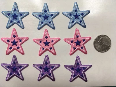 star patch 1.5" wide STAR patch iron on embroidered applique stars 9 piece lot - Image 1 of 3