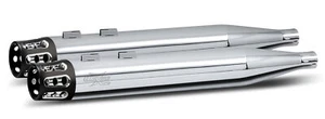 RC Components Chrome RCX Gatlin 4" Slip On Mufflers Eclipse XXL Tips Harley - Picture 1 of 1
