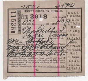 1905 Boleto de agentes de ferrocarril del Pacífico Sur de Redlands CA a Nuevo Bedford MA - Imagen 1 de 2
