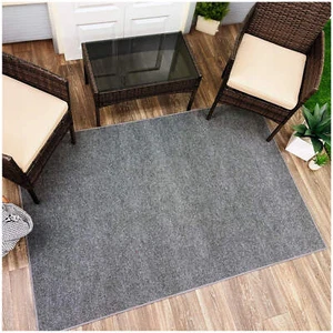 Koeckritz Modern Ribbed Gray Indoor/Outdoor Area Rug for Yard, Patios, and Decks - Picture 1 of 18