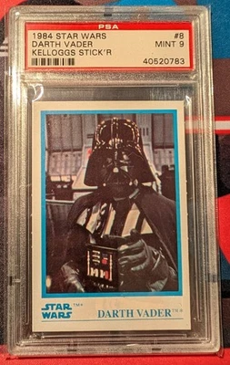 🔥 1984 Star Wars Darth Vader Kellogg's Sticker #8 PSA Mint 9 RARE  🔥 - Image 1 of 2